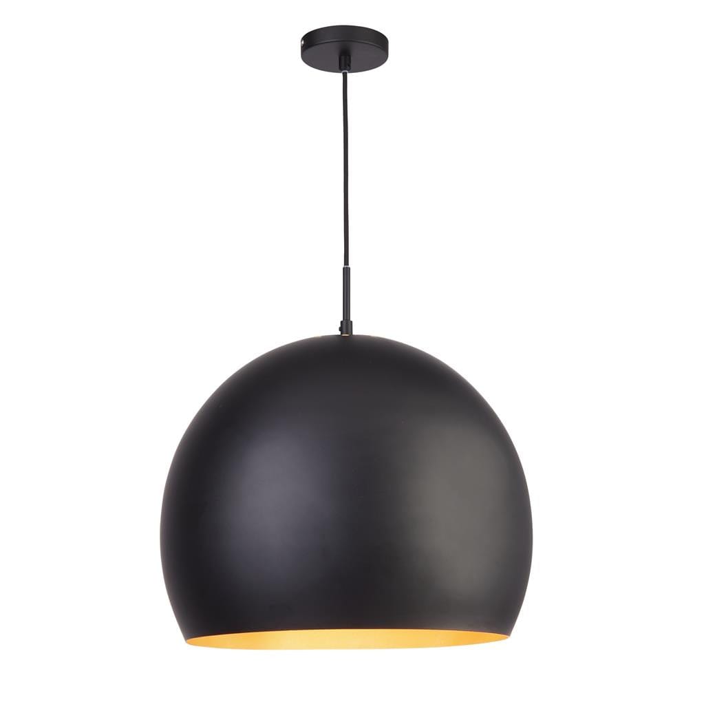 Searchlight Chicago Pendant  - Matt Black Metal & Gold Inner 3039BK