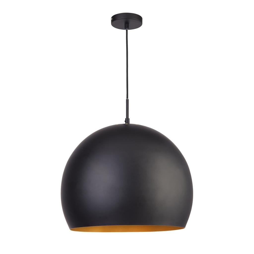 Searchlight Chicago Pendant  - Matt Black Metal & Gold Inner 3039BK