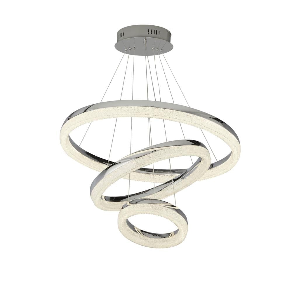 Searchlight Circle 3Lt Pendant - Chrome Metal & Crushed Ice Effect Glass 9207-3CC