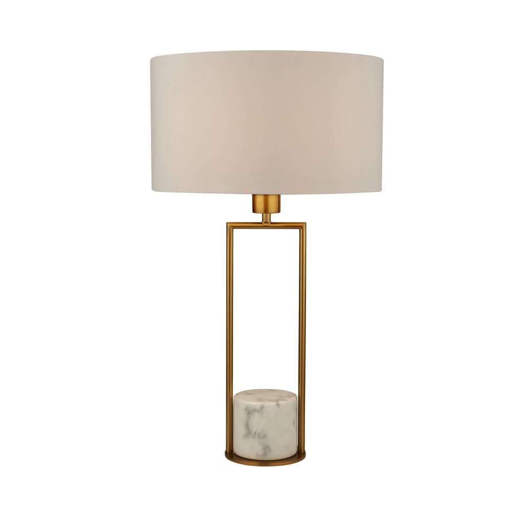 Searchlight Claire Table Lamp - Gold Metal, White Marble & White Shade 2871GO