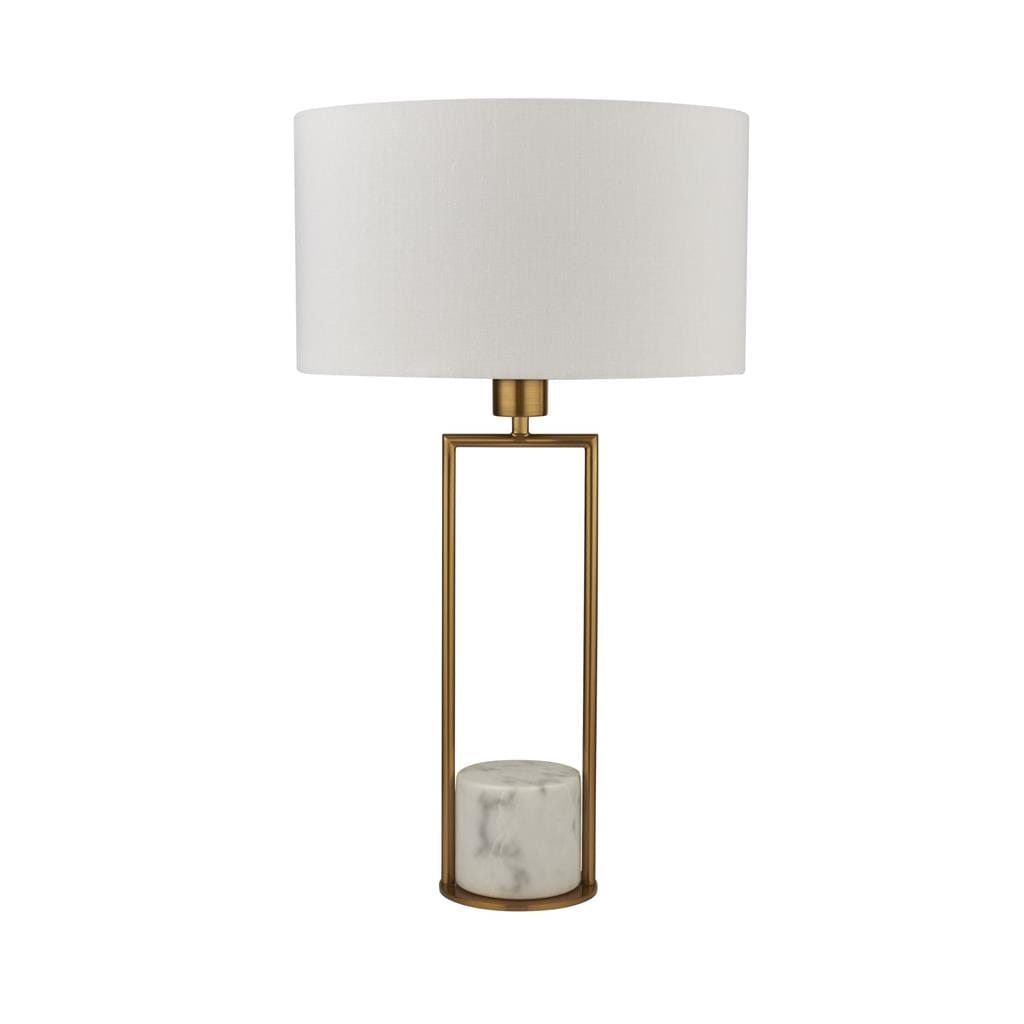 Searchlight Claire Table Lamp - Gold Metal, White Marble & White Shade 2871GO