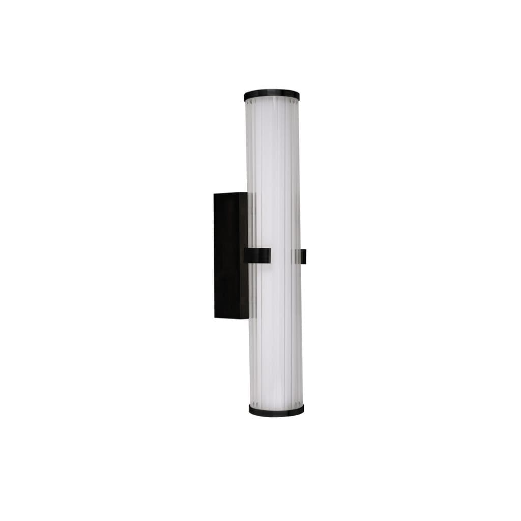 Searchlight Clamp Wall Light - Black Metal, Ribbed Clear & Opal Glass 63125-1BK