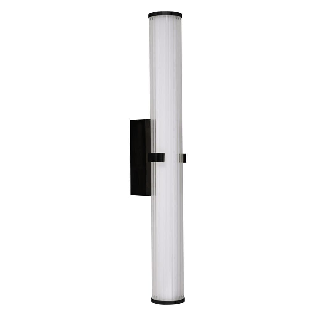 Searchlight Clamp Wall Light - Black Metal, Ribbed Clear & Opal Glass 63126-1BK