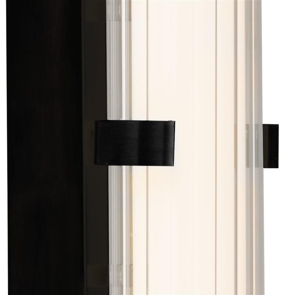 Searchlight Clamp Wall Light - Black Metal, Ribbed Clear & Opal Glass 63126-1BK