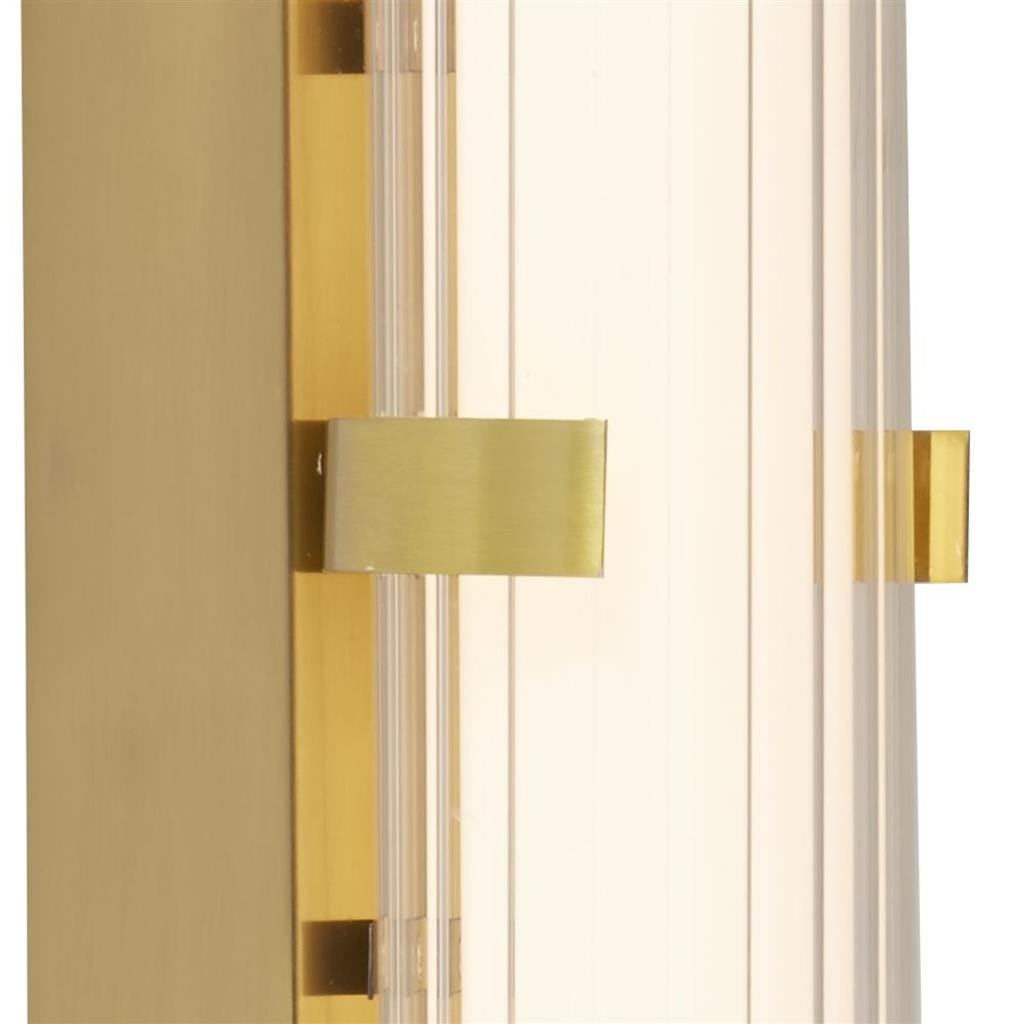 Searchlight Clamp Wall Light - Gold Metal, Ribbed Clear & Opal Glass 63125-1GO