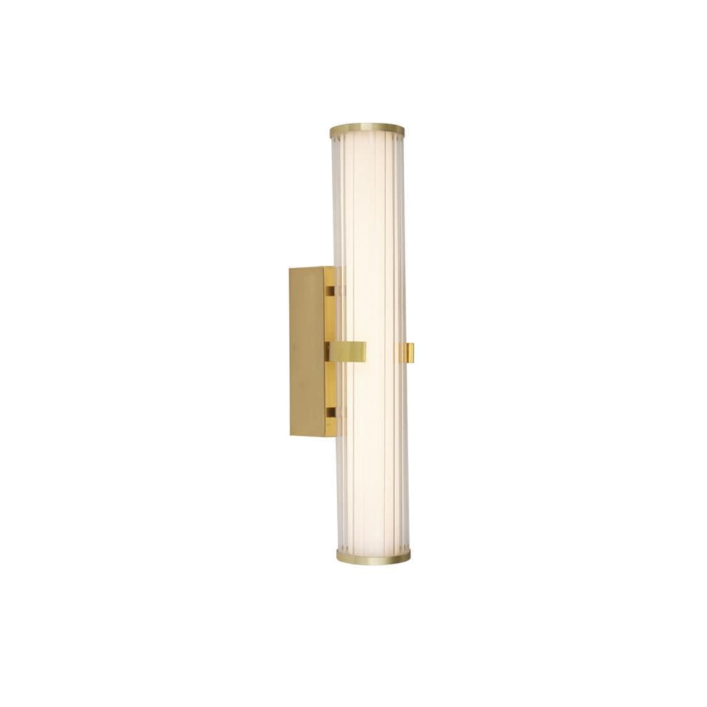 Searchlight Clamp Wall Light - Gold Metal, Ribbed Clear & Opal Glass 63125-1GO