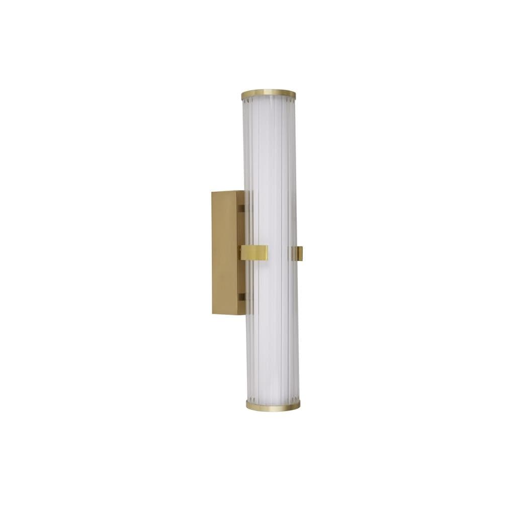 Searchlight Clamp Wall Light - Gold Metal, Ribbed Clear & Opal Glass 63125-1GO