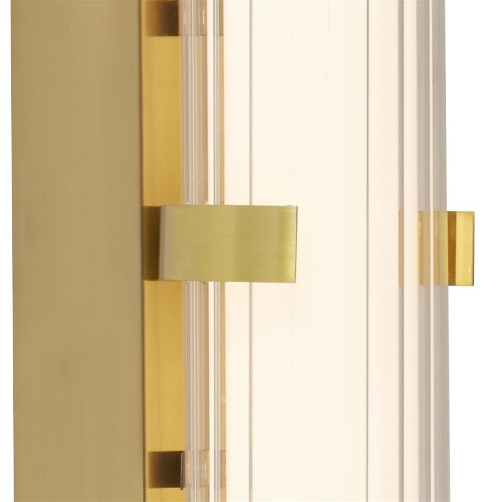 Searchlight Clamp Wall Light - Gold Metal, Ribbed Clear & Opal Glass 63126-1GO