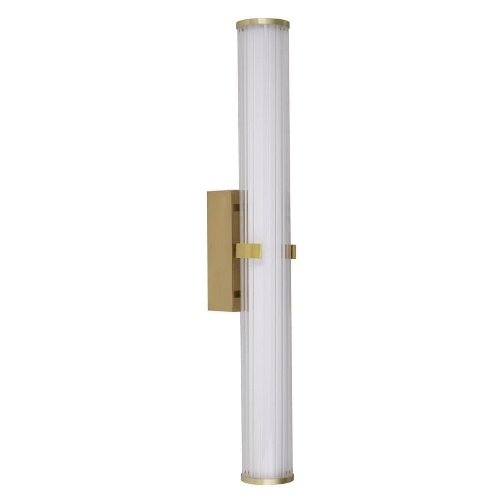 Searchlight Clamp Wall Light - Gold Metal, Ribbed Clear & Opal Glass 63126-1GO