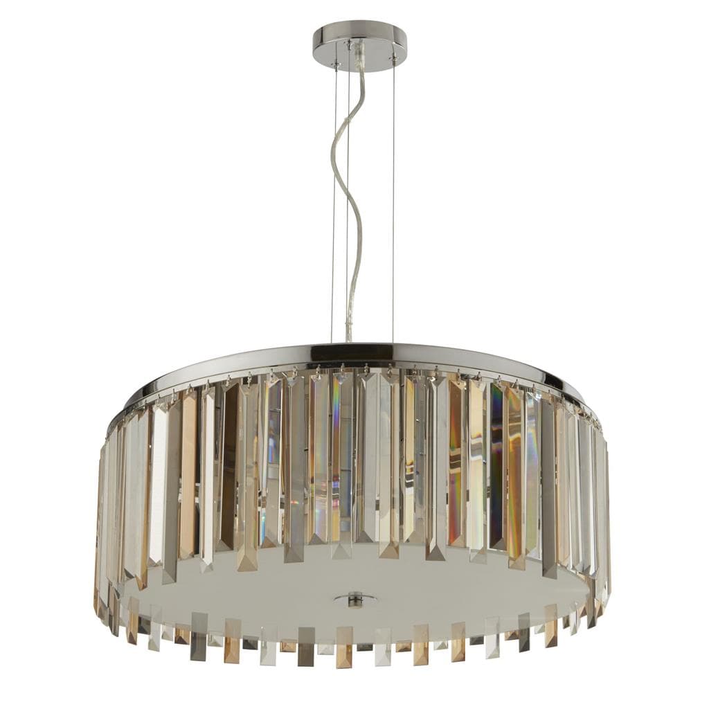 Searchlight Clarissa 5Lt Drum Pendant Convertible To Semi-Flush - Glass 9835-5CC