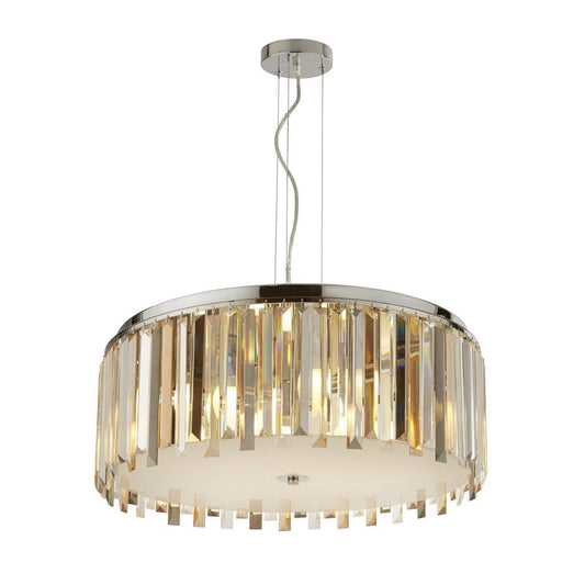 Searchlight Clarissa 5Lt Drum Pendant Convertible To Semi-Flush - Glass 9835-5CC