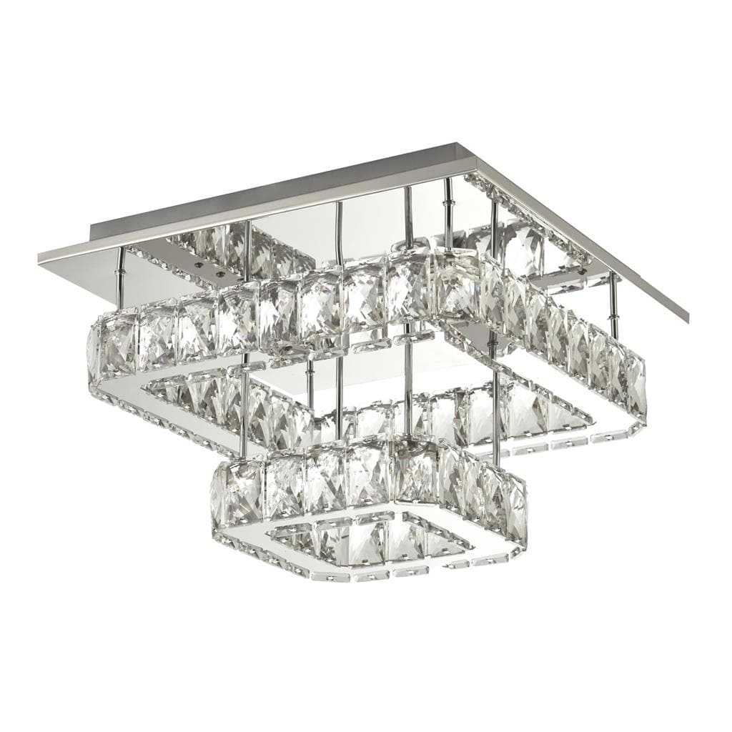 Searchlight Clover 2 Tier LED Flush - Polished Chrome & Crystal 8952CC