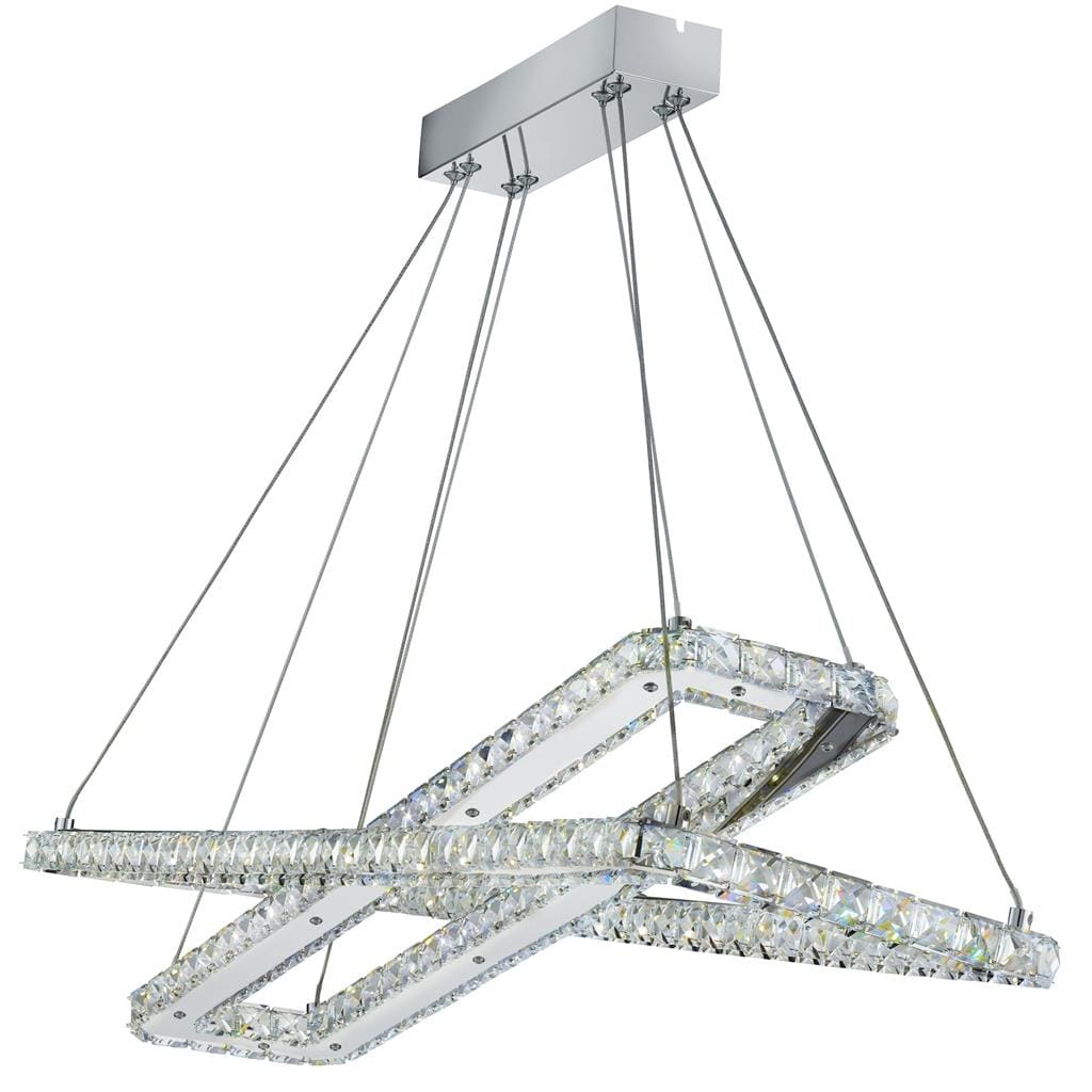 Searchlight Clover 2Lt LED Pendant - Chrome & Clear Glass 7123CC