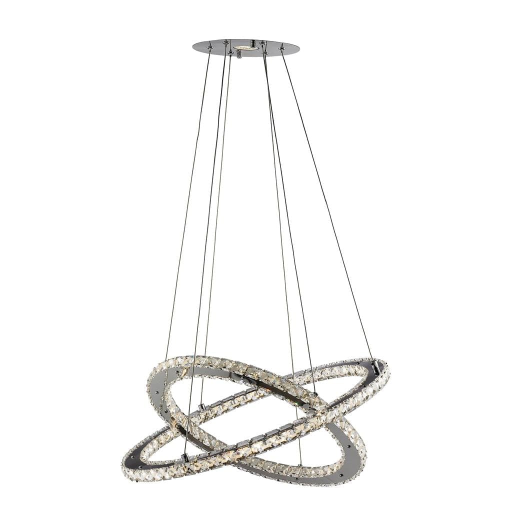 Searchlight Clover 2Lt LED Ring Pendant - Chrome & Clear Glass 8757-168CC