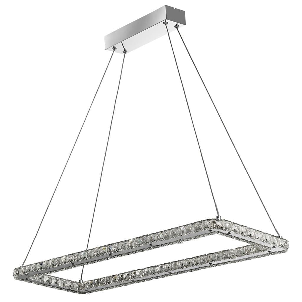 Searchlight Clover Rectangular Pendant - Chrome & Clear Glass 7012CC