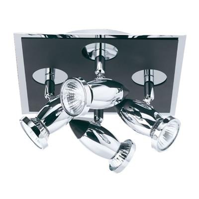 Searchlight Comet 4Lt Square Spotlight - Matt Black & Polished Chrome 7494