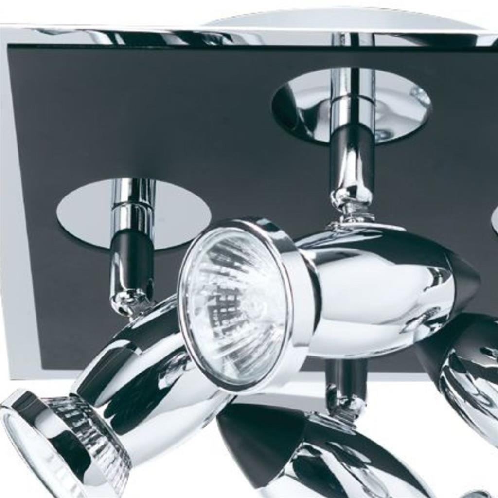 Searchlight Comet 4Lt Square Spotlight - Matt Black & Polished Chrome 7494