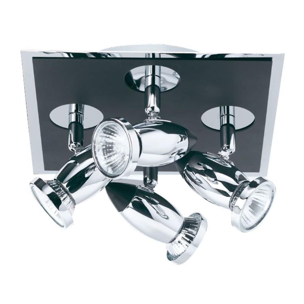 Searchlight Comet 4Lt Square Spotlight - Matt Black & Polished Chrome 7494