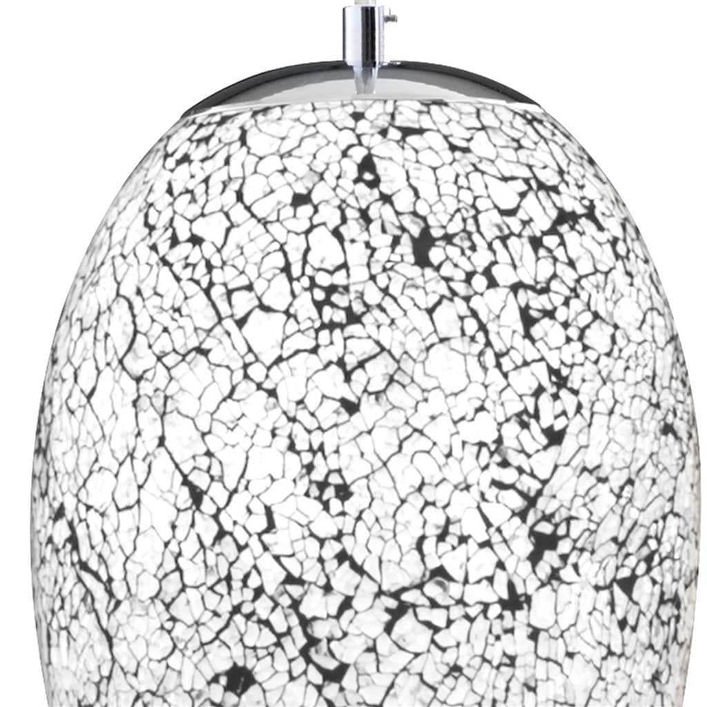 Searchlight Crackle Pendant  - Satin Silver & Crackled White Glass 8069WH