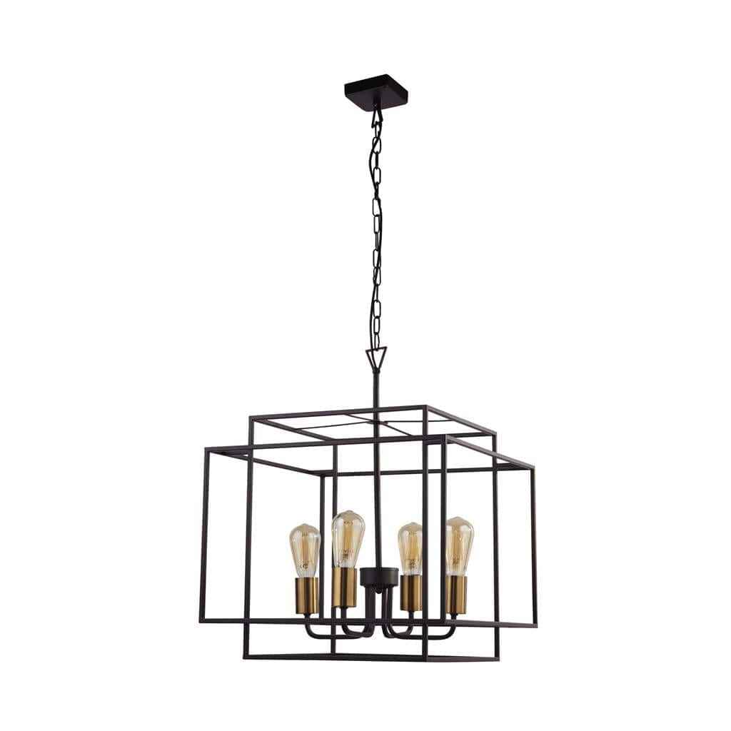 Searchlight Crate 4Lt Pendant - Black & Bronze Metal 4634BK