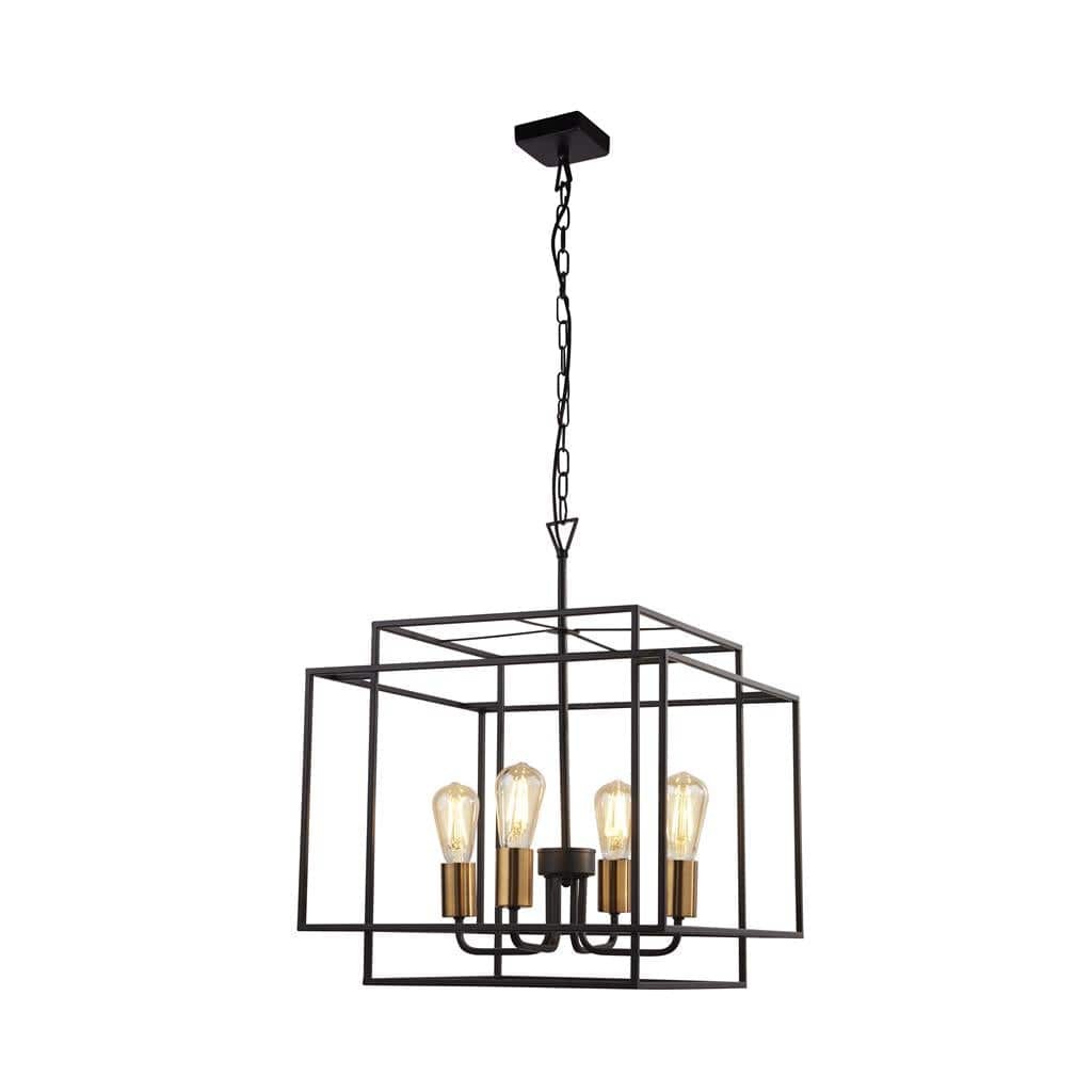 Searchlight Crate 4Lt Pendant - Black & Bronze Metal 4634BK