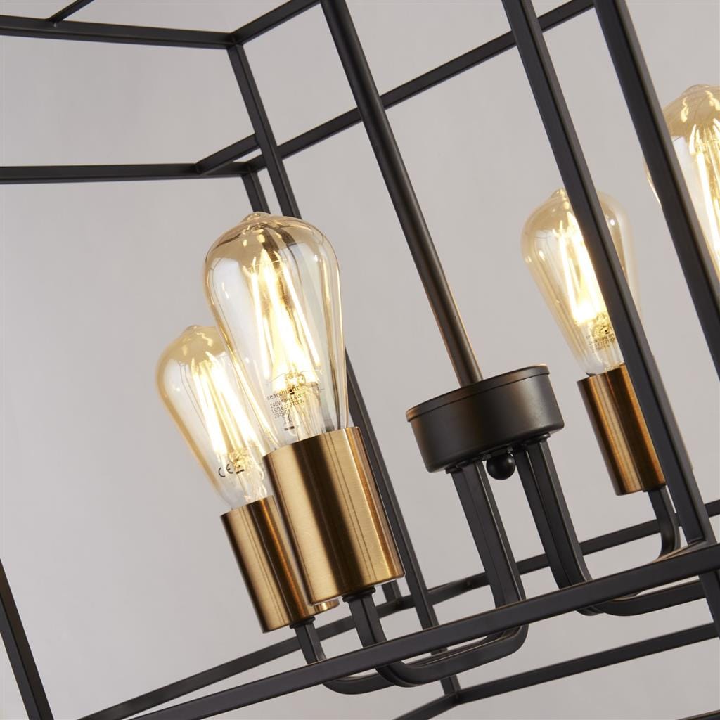 Searchlight Crate 4Lt Pendant - Black & Bronze Metal 4634BK