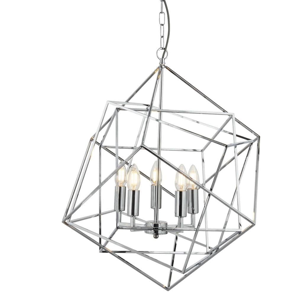 Searchlight Cube 5Lt Pendant - Polished Chrome Metal 7865-5CC