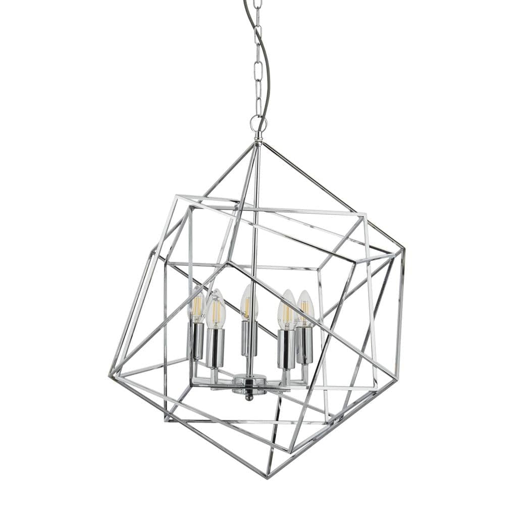 Searchlight Cube 5Lt Pendant - Polished Chrome Metal 7865-5CC