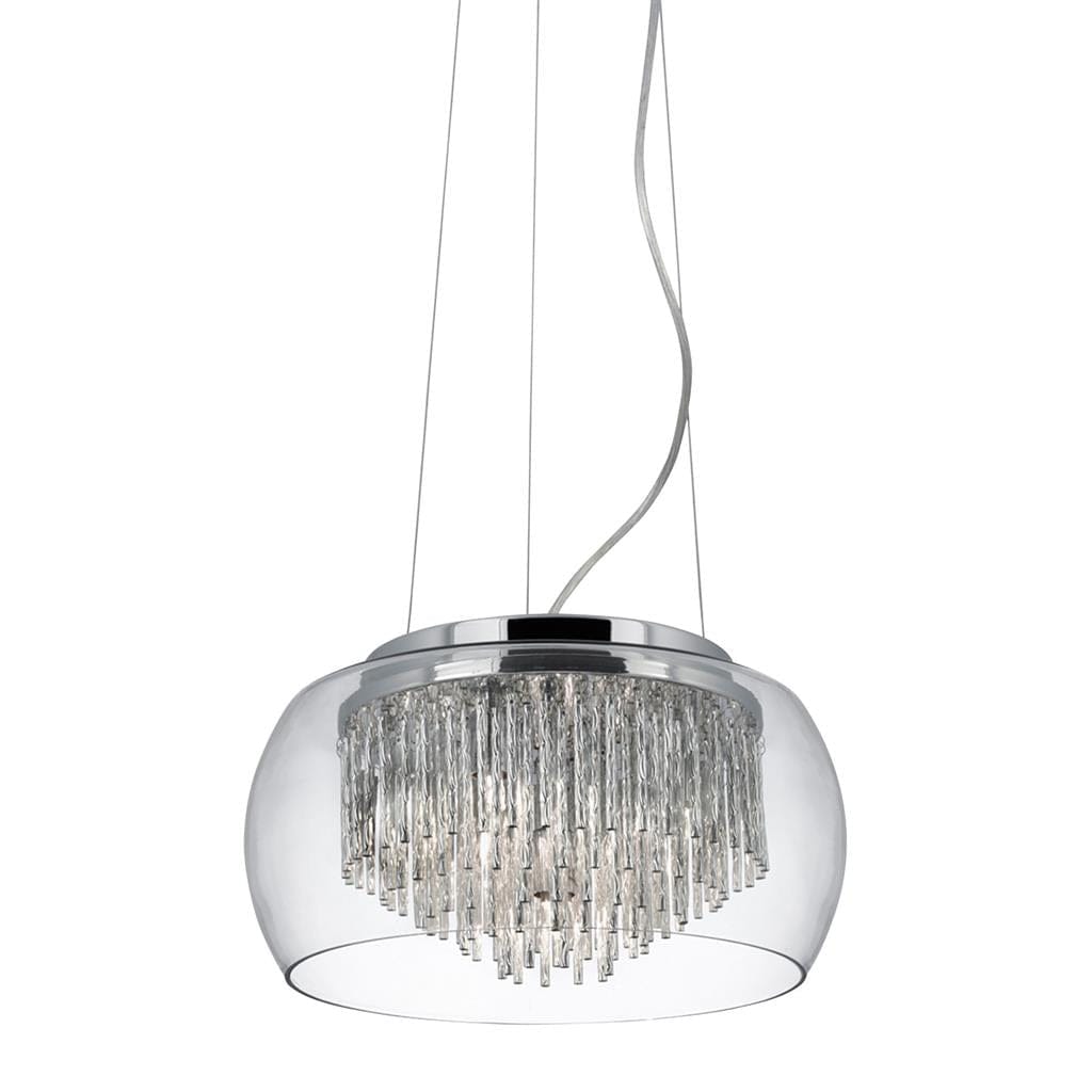 Searchlight Curva 4Lt Pendant - Chrome Metal & Crystal Glass 3624-4CC