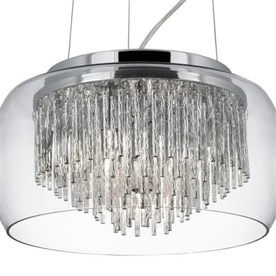 Searchlight Curva 4Lt Pendant - Chrome Metal & Crystal Glass 3624-4CC