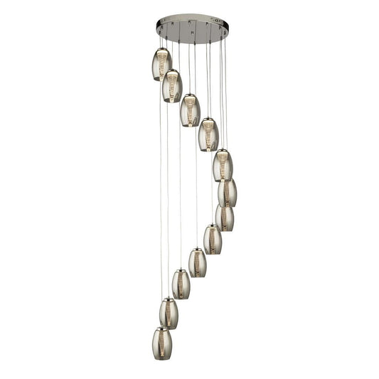 Searchlight Cyclone 12Lt Multi-Drop Pendant- Chrome Metal & Smoked Glass 97291-12SM