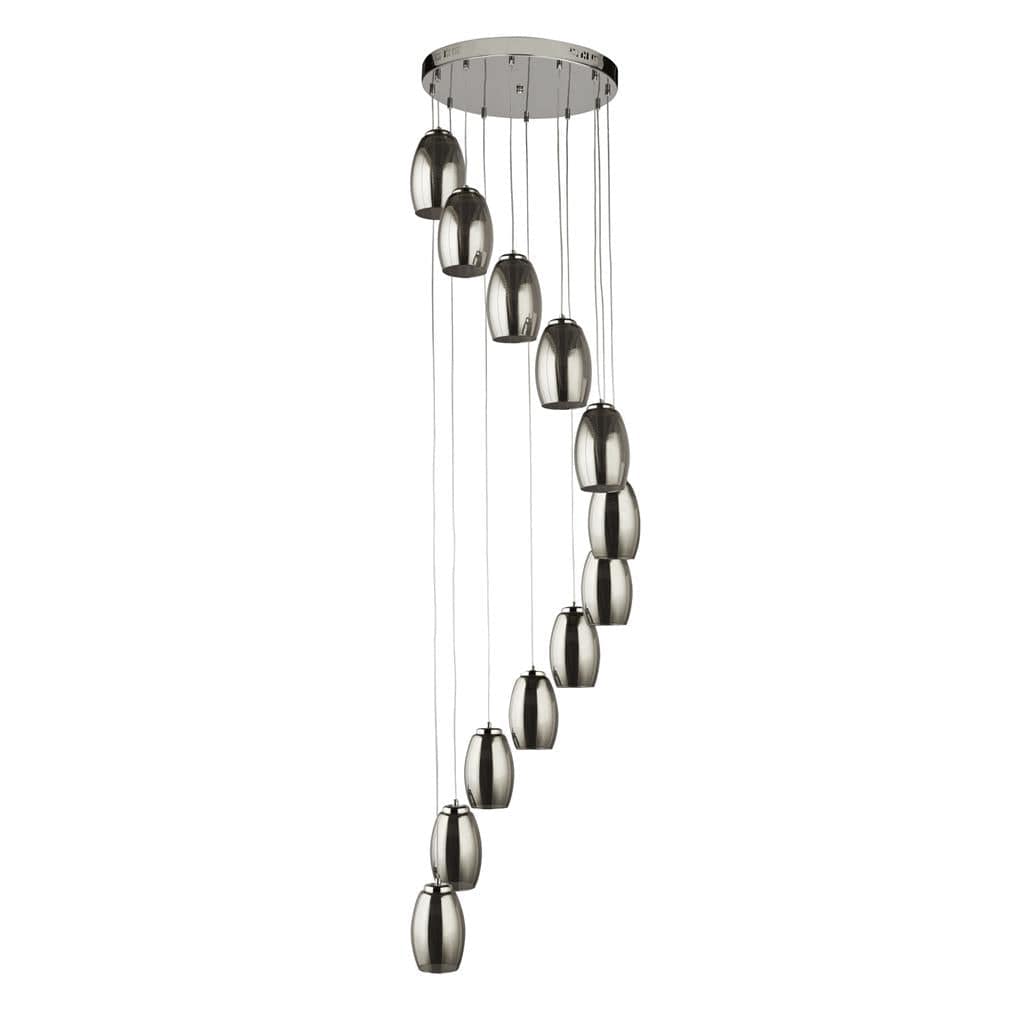 Searchlight Cyclone 12Lt Multi-Drop Pendant- Chrome Metal & Smoked Glass 97291-12SM