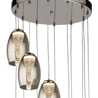 Searchlight Cyclone 12Lt Multi-Drop Pendant- Chrome Metal & Smoked Glass 97291-12SM