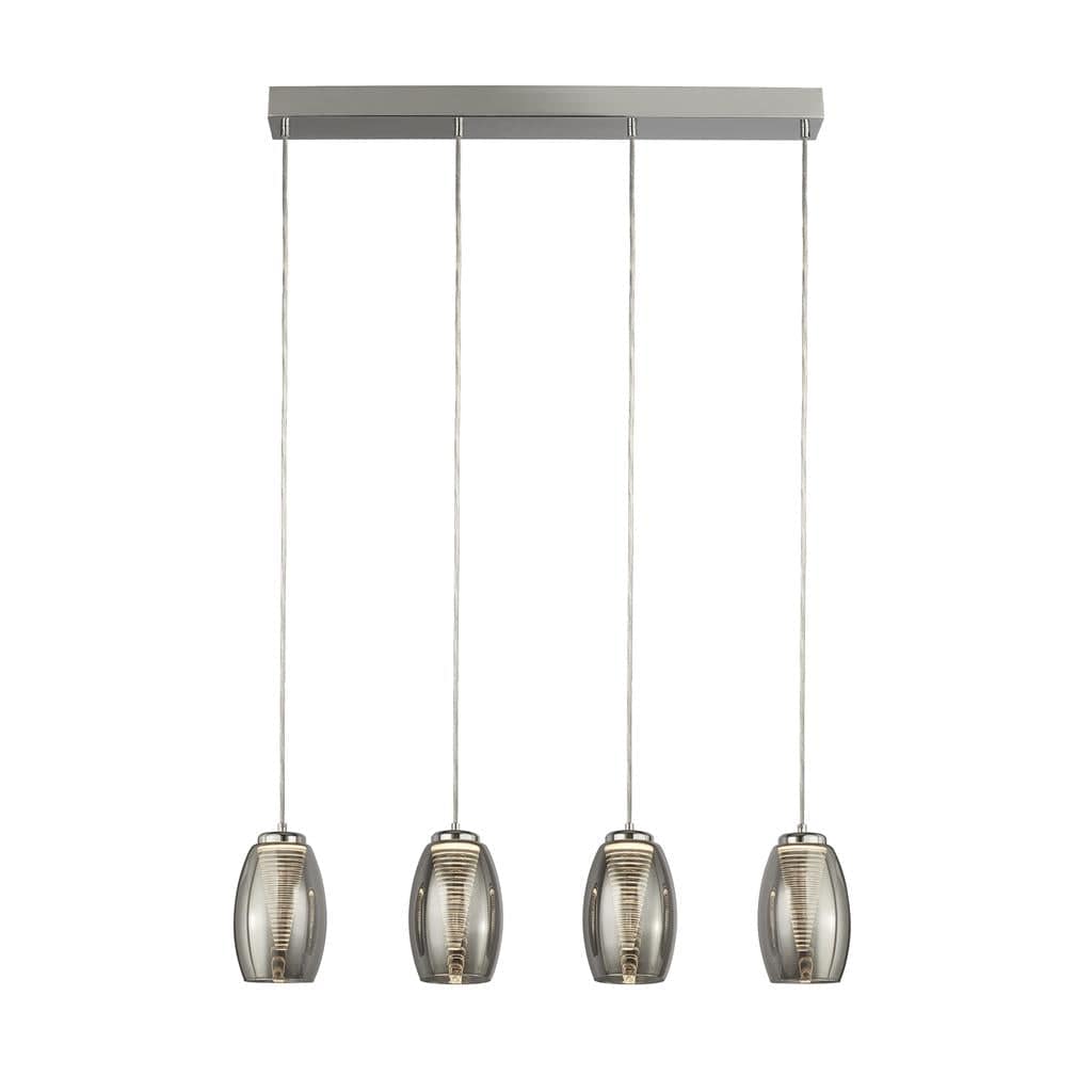 Searchlight Cyclone 4Lt Bar Pendant - Chrome Metal & Smoked Glass 97292-4SM