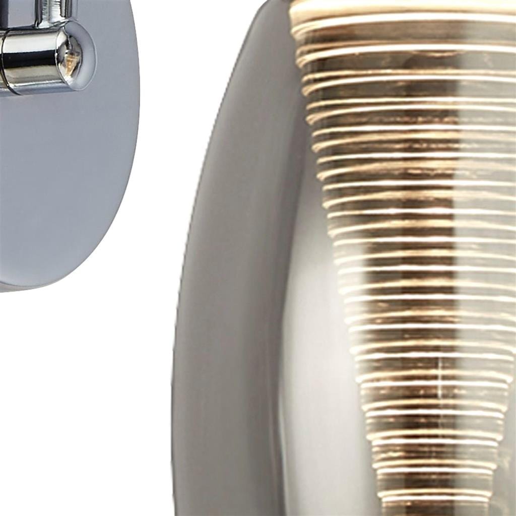 Searchlight Cyclone Wall Light  - Chrome Metal & Smoked Glass 97292-1SM