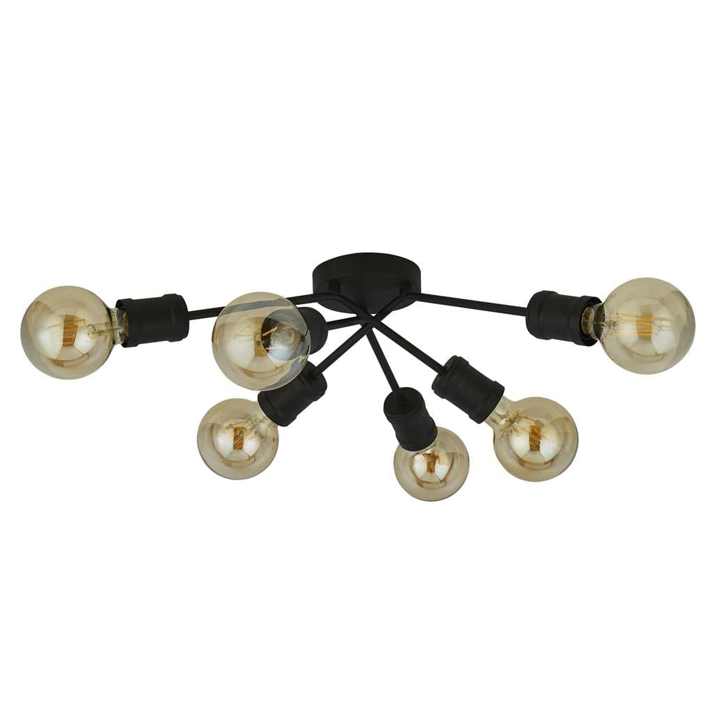 Searchlight Dance 6Lt Flush - Sand Black Metal 45201-6BK