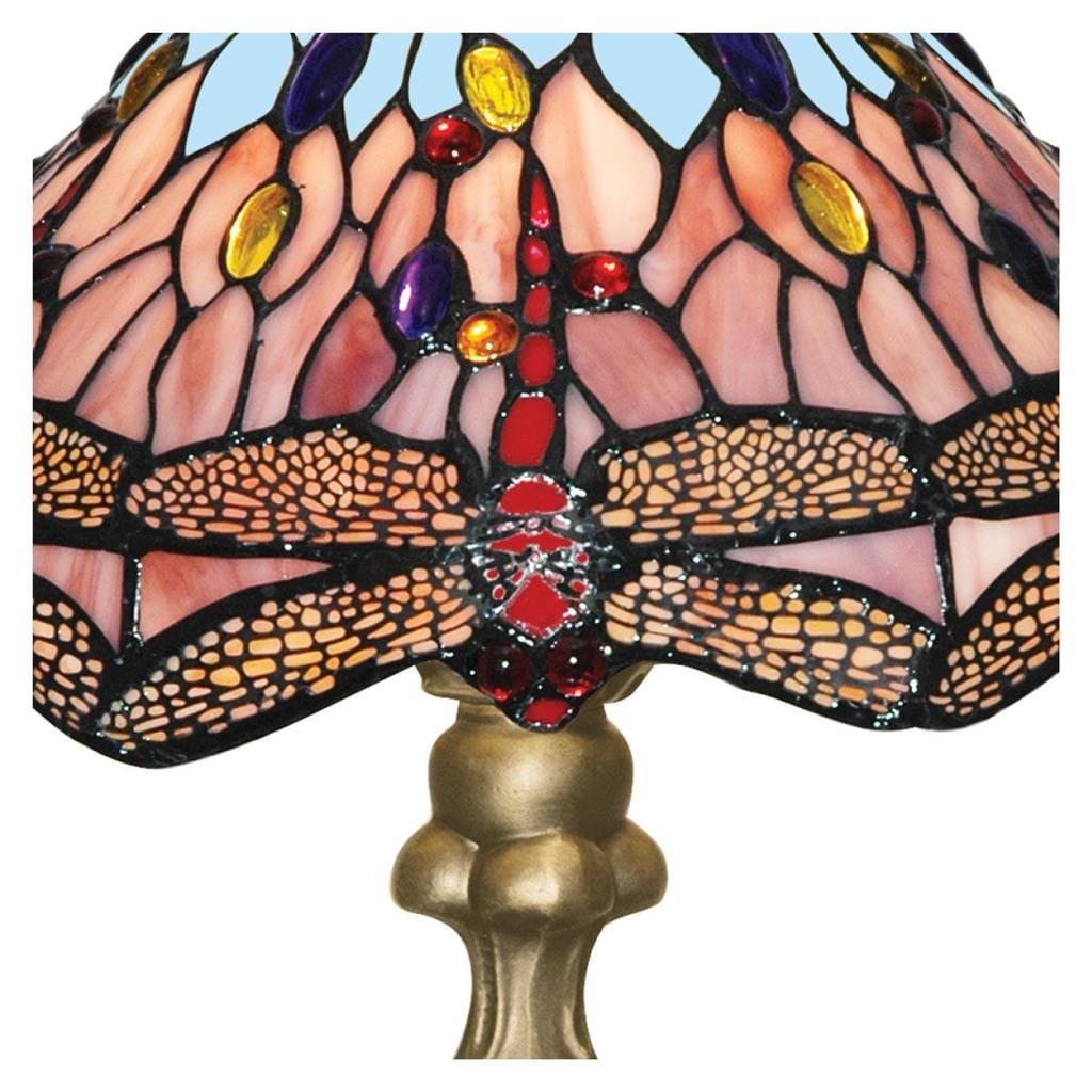 Searchlight Dragonfly Table Lamp - Antique Brass & Stained Glass 1287