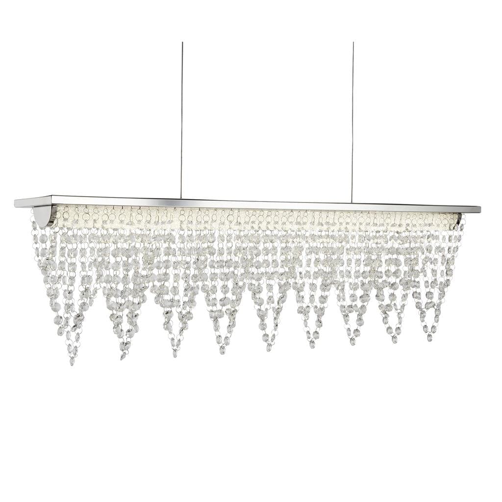 Searchlight Drape LED Bar Pendant - Chrome Metal & Clear Crystal 8857CC