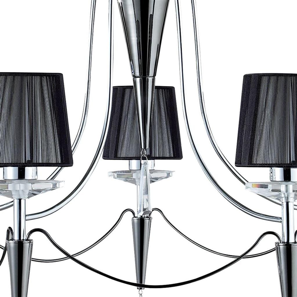 Searchlight Duchess 5Lt Ceiling Pendant - Chrome/Crystal & Black Shades 2085-5CC