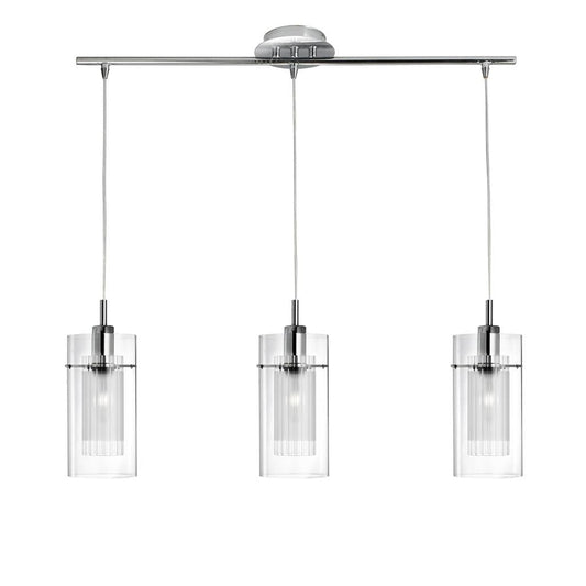 Searchlight Duo I  3Lt Bar Pendant - Chrome Metal & Double Glass 3303-3CC