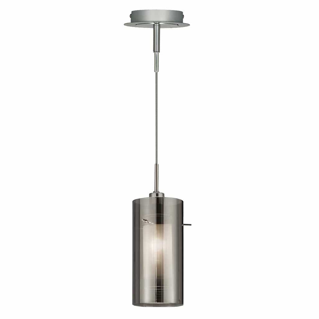 Searchlight Duo II Pendant - Satin Silver & Smoked Glass 2301SM