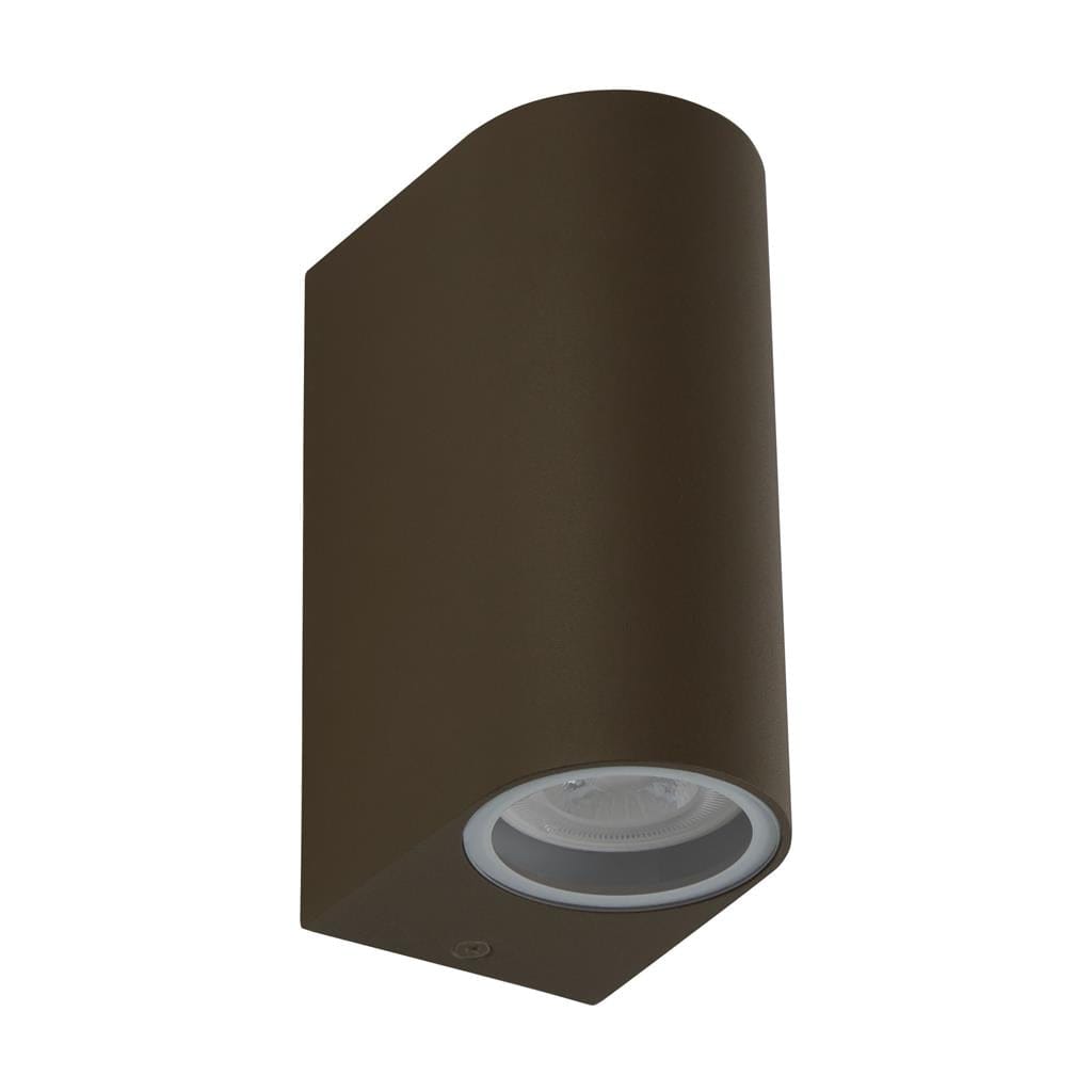 Searchlight Eiffel Outdoor 2Lt Wall Light- Rustic Brown, Clear & Frosted 8008-2RUS-LED