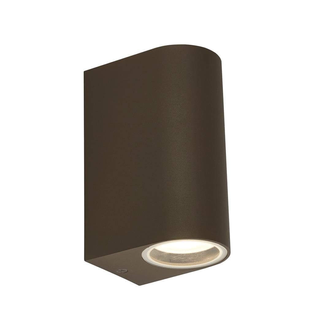 Searchlight Eiffel Outdoor 2Lt Wall Light- Rustic Brown, Clear & Frosted 8008-2RUS-LED