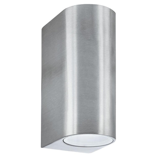 Searchlight Eiffel Outdoor 2Lt Wall Light- Satin Silver, Clear & Frosted 8008-2SS-LED