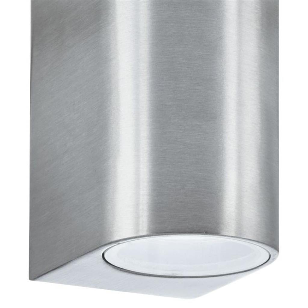 Searchlight Eiffel Outdoor 2Lt Wall Light- Satin Silver, Clear & Frosted 8008-2SS-LED