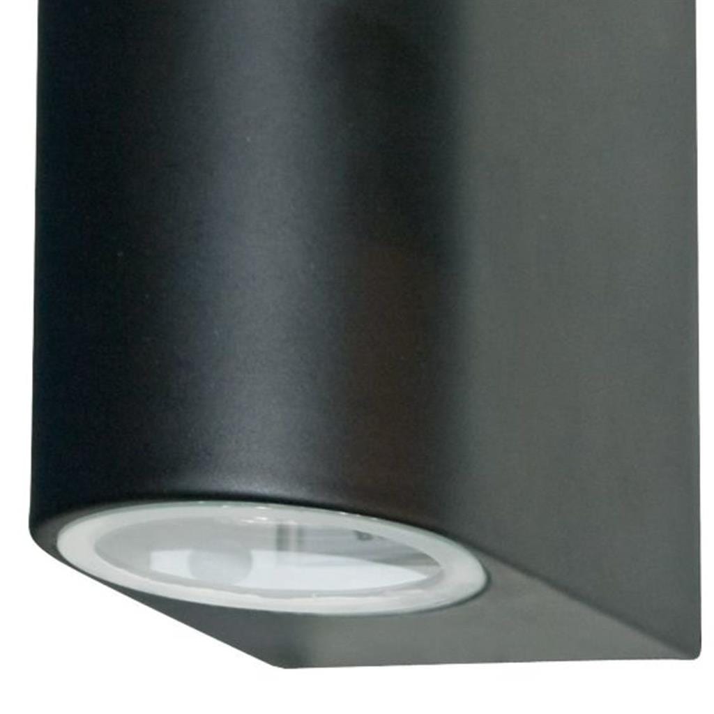 Searchlight Eiffel Outdoor Wall Light-Black Metal, Clear & Frosted Glass 8008-2BK-LED