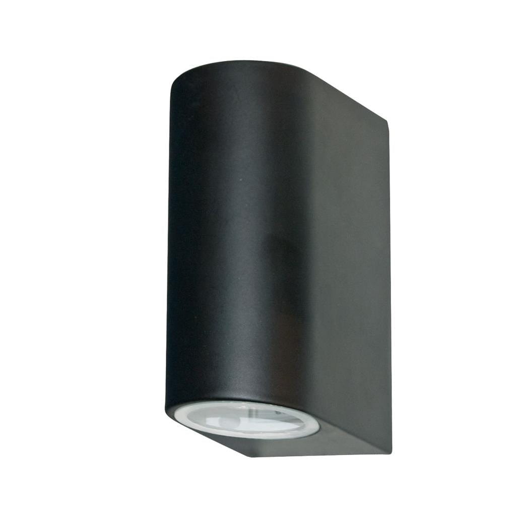 Searchlight Eiffel Outdoor Wall Light-Black Metal, Clear & Frosted Glass 8008-2BK-LED