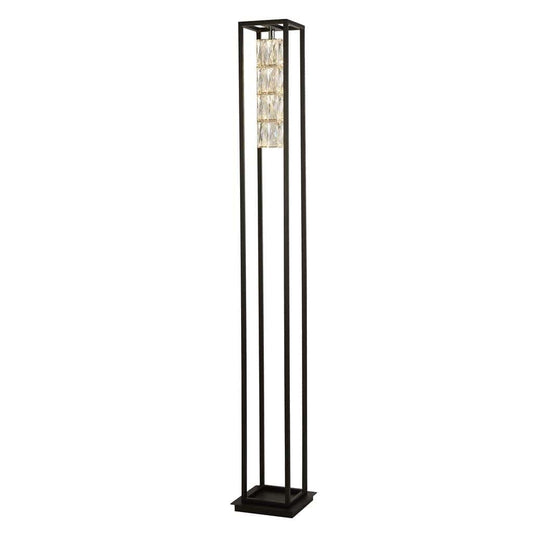 Searchlight Elevator Floor Lamp - Matt Black Frame & Crystal Centre 89563BK