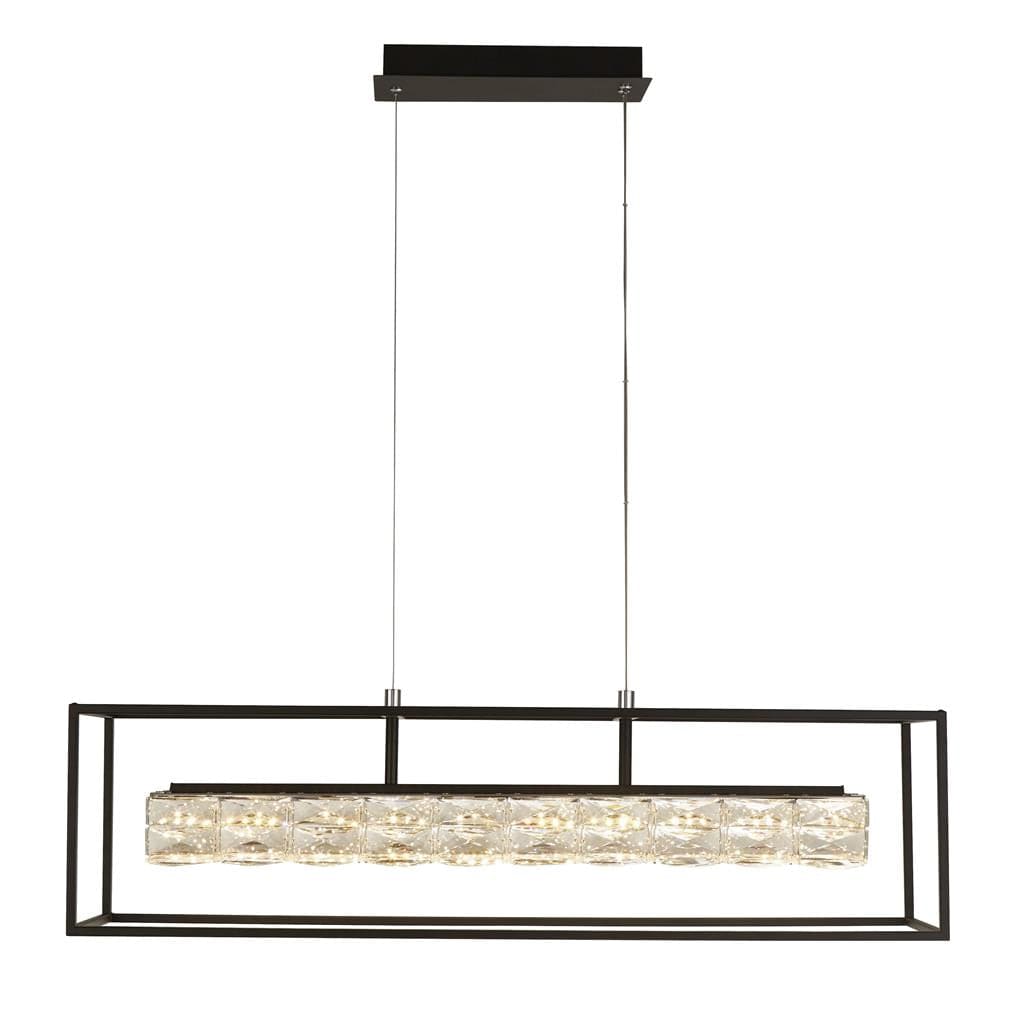 Searchlight Elevator LED Pendant - 
Matt Black Frame & Crystal Centre 89562BK