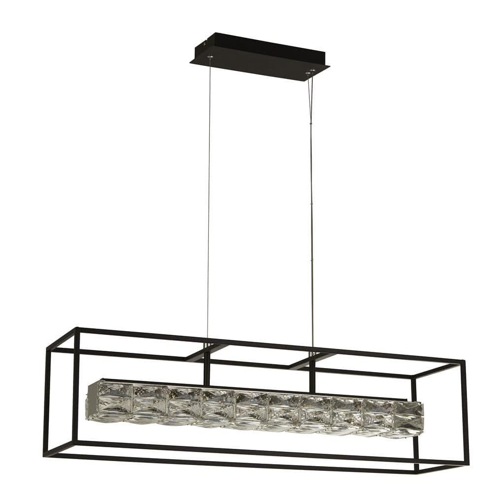 Searchlight Elevator LED Pendant - 
Matt Black Frame & Crystal Centre 89562BK